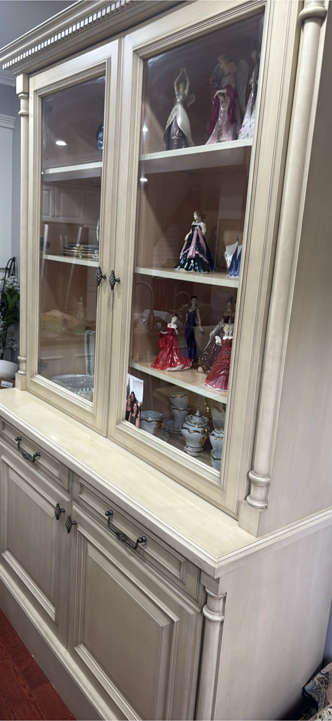 Cream Wood China Cabinet with Glass Display - photo 2
