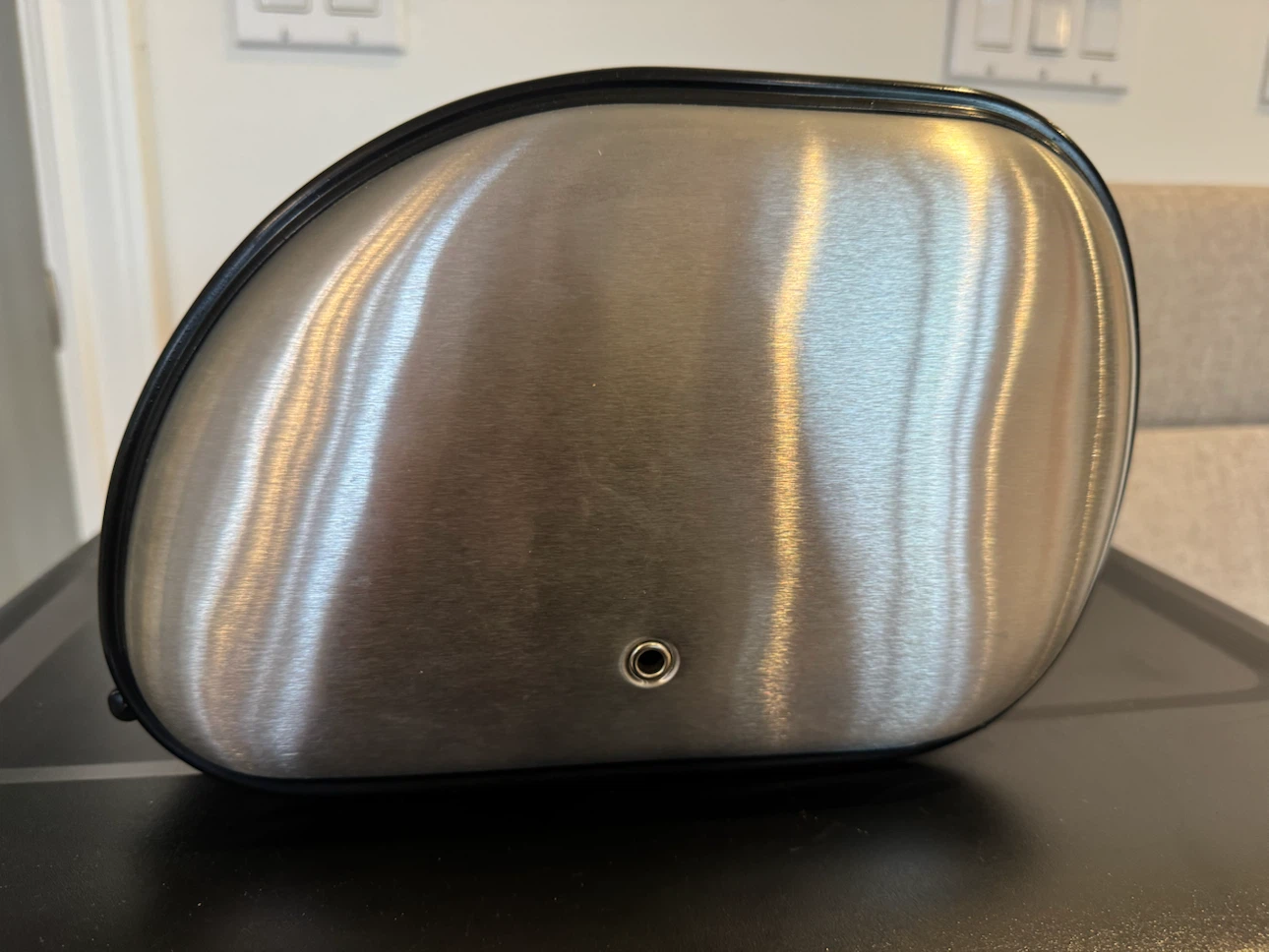 Vintage Stainless Steel Bread Box With Roll Top Cover - photo 3