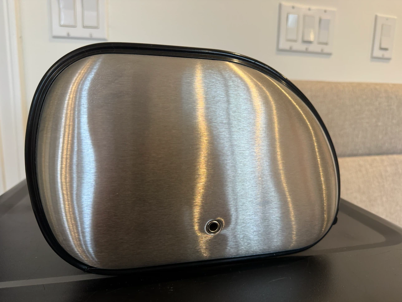 Vintage Stainless Steel Bread Box With Roll Top Cover - photo 5