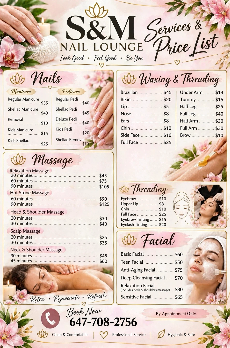 S&M Nail Lounge Services and Price List