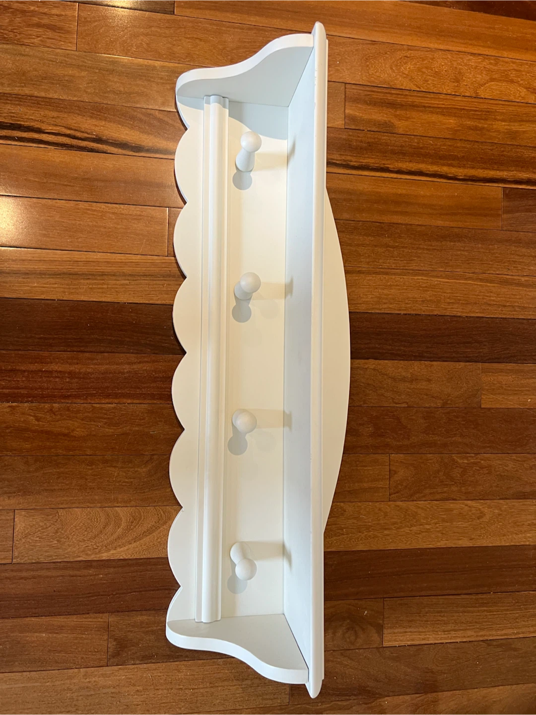 Pottery Barn- White Wall-Mounted Nursery Shelf with Hooks - photo 3
