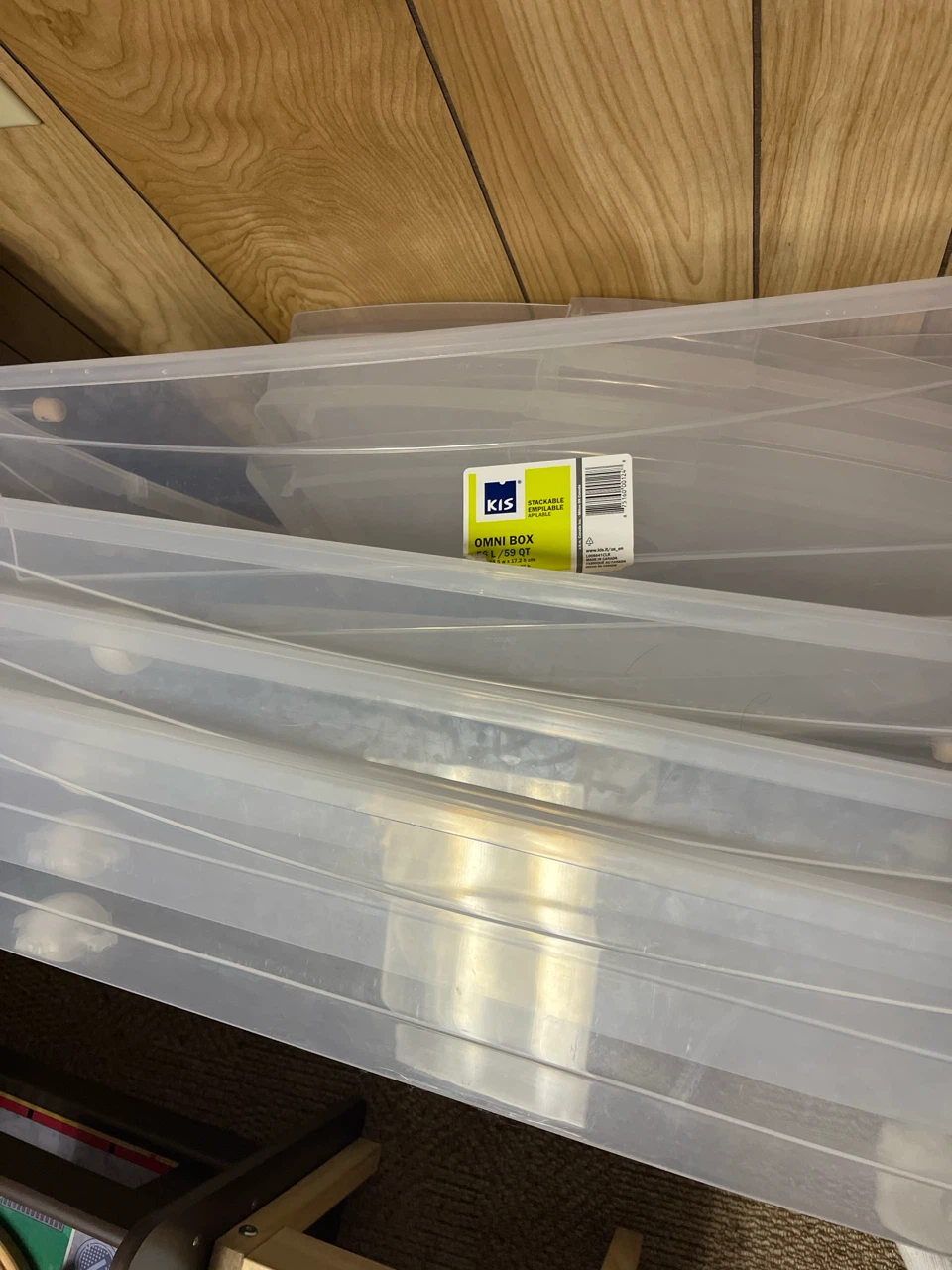 Under bed storage bins 56L with wheels/lids like new