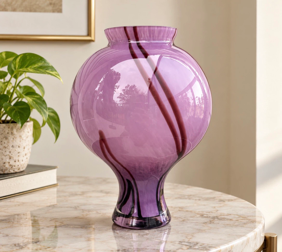 Sia purple glass decorative vase 10”