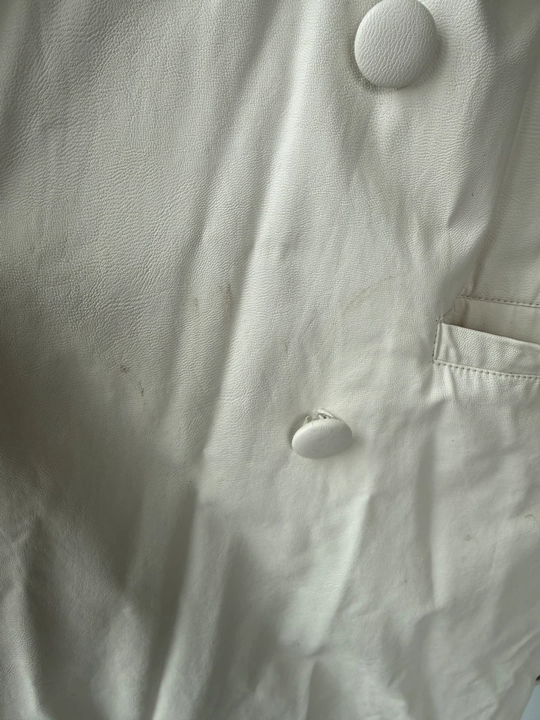 Zara Faux leather Cream Double-Breasted Trench Coat - photo 4