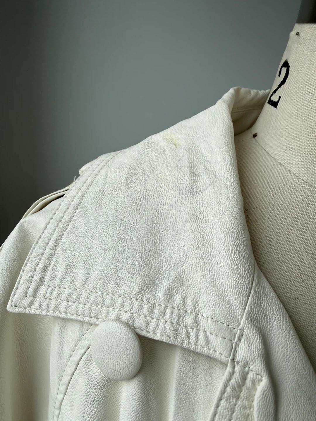 Zara Faux leather Cream Double-Breasted Trench Coat - photo 5