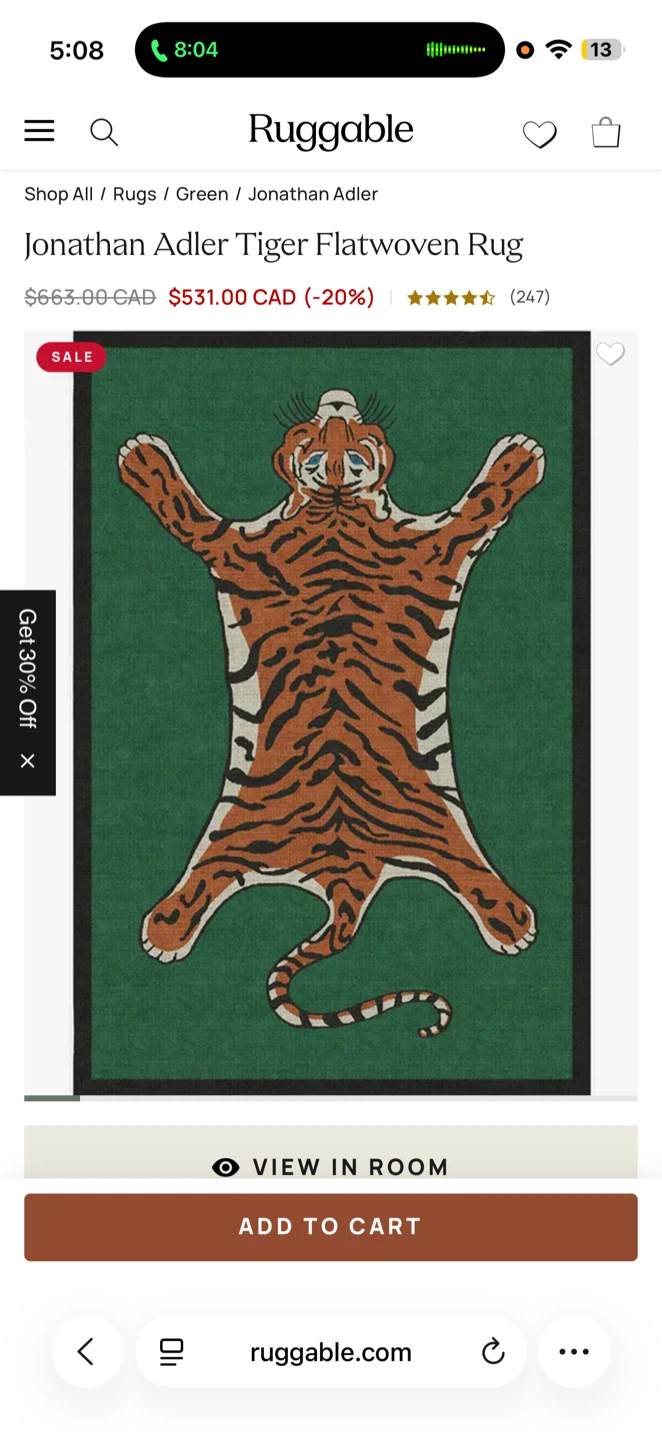 Jonathan Adler Tiger Flatwoven Rug - photo 4