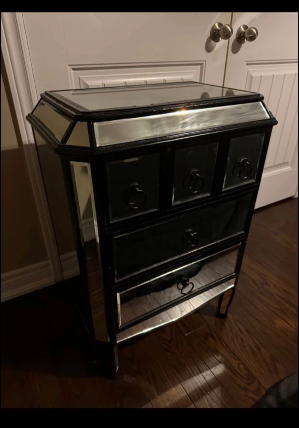 Mirrored Chest of Drawers with Black Trim