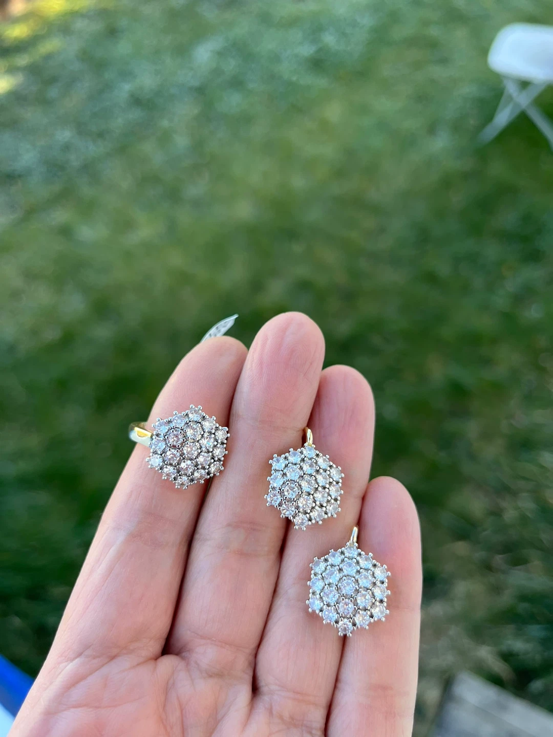 Diamond cut Zircon floral cut jewelry set