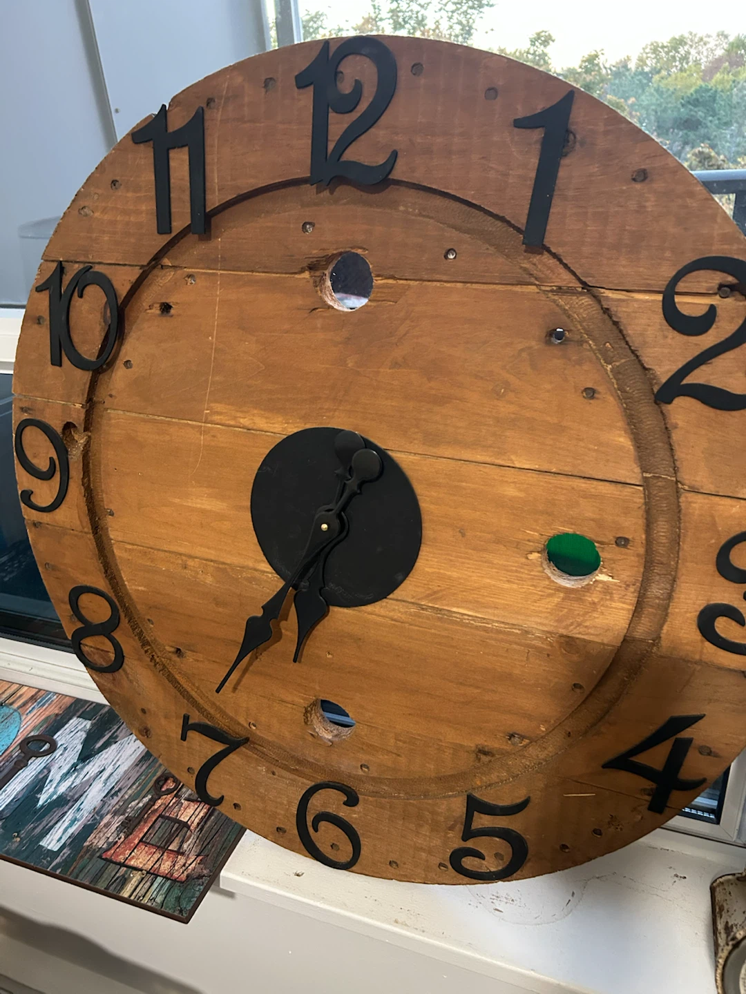 Large Rustic Wooden Wall Clock