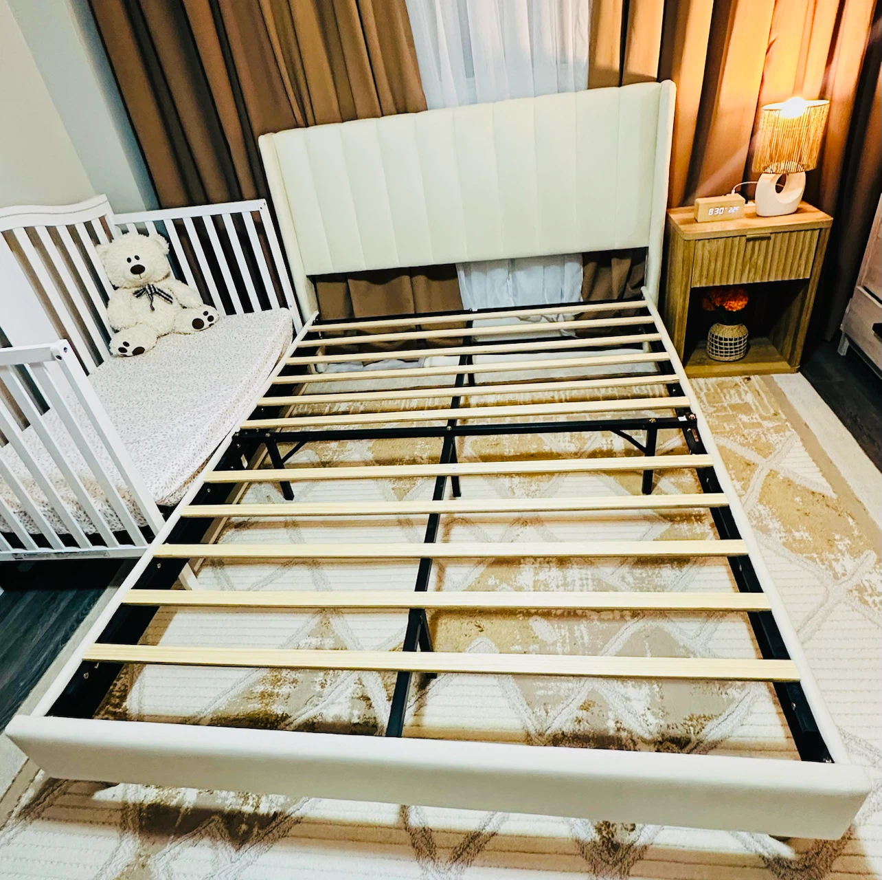 Like New - Queen Bed Frame with Upholstered Headboard