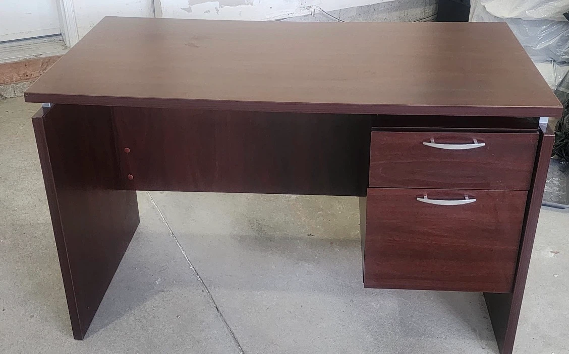 Dark Brown Wooden Desk with Two Drawers