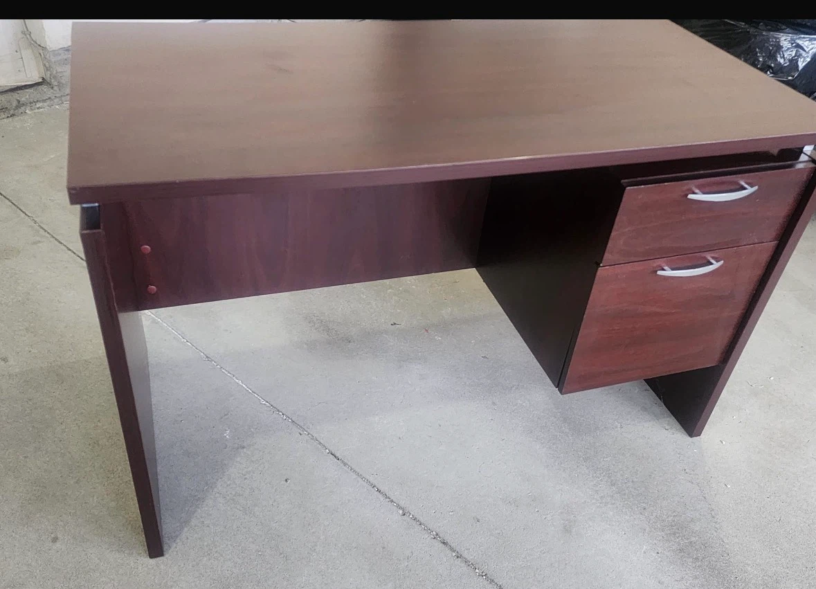 Dark Brown Wooden Desk with Two Drawers - photo 2