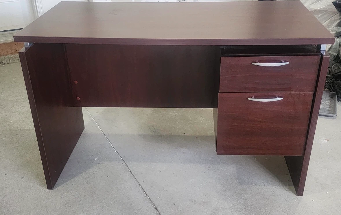 Dark Brown Wooden Desk with Two Drawers - photo 3