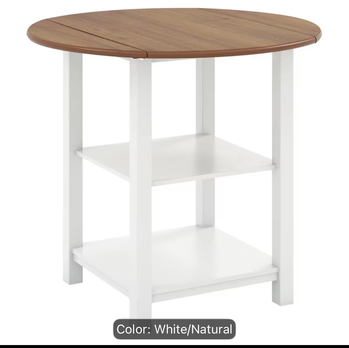 Drop Leaf Dining Table White and Natural - photo 2