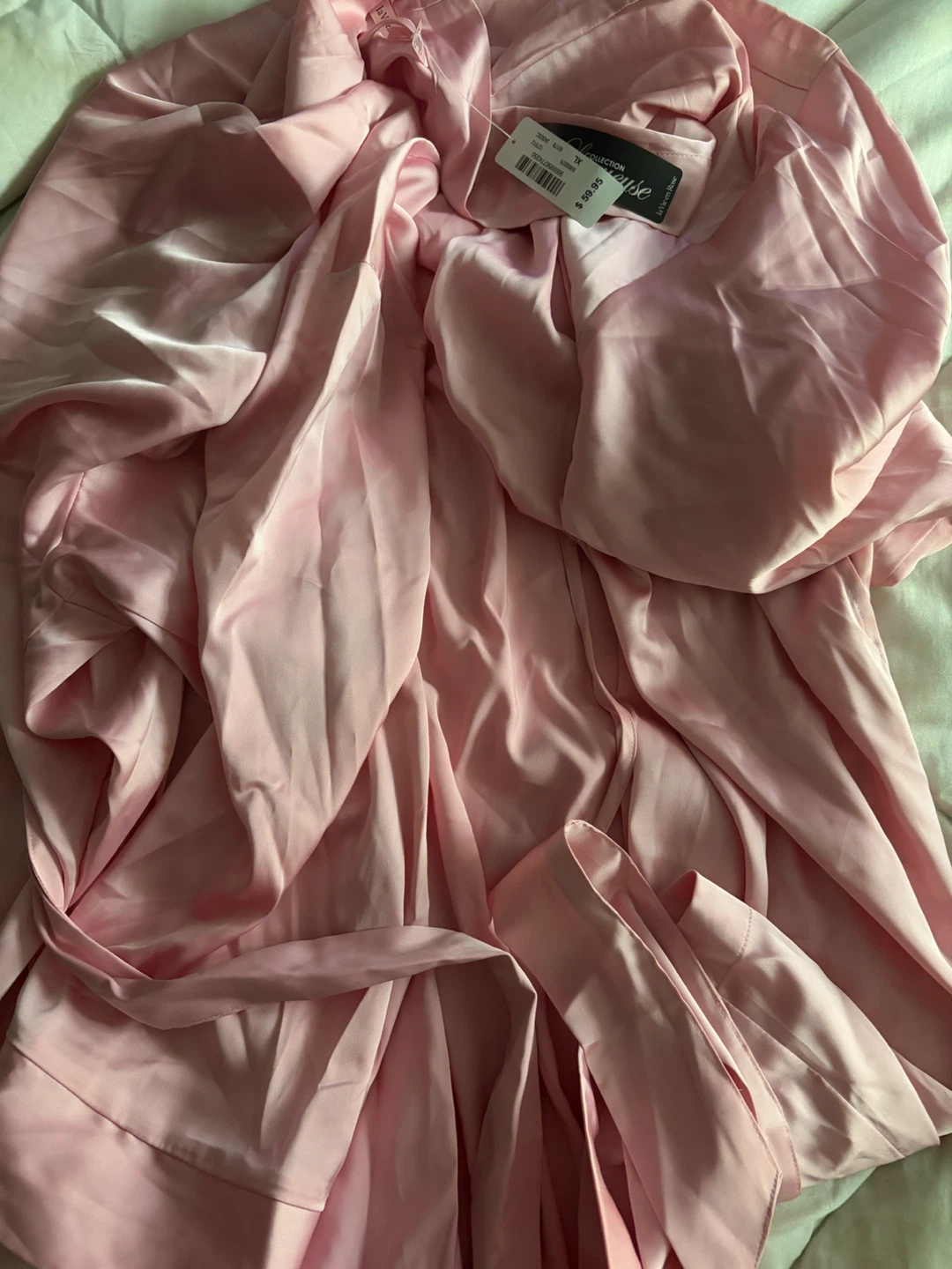 La Vie en Rose Satin Robe - Pink, XL