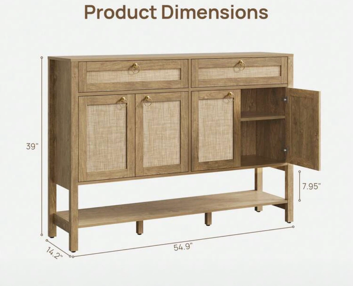 Wooden Console Table with Rattan Doors - photo 3