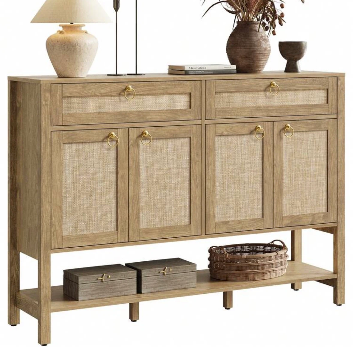 Wooden Console Table with Rattan Doors - photo 5