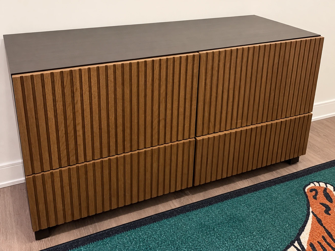 Modern Fluted Wood Console Cabinet