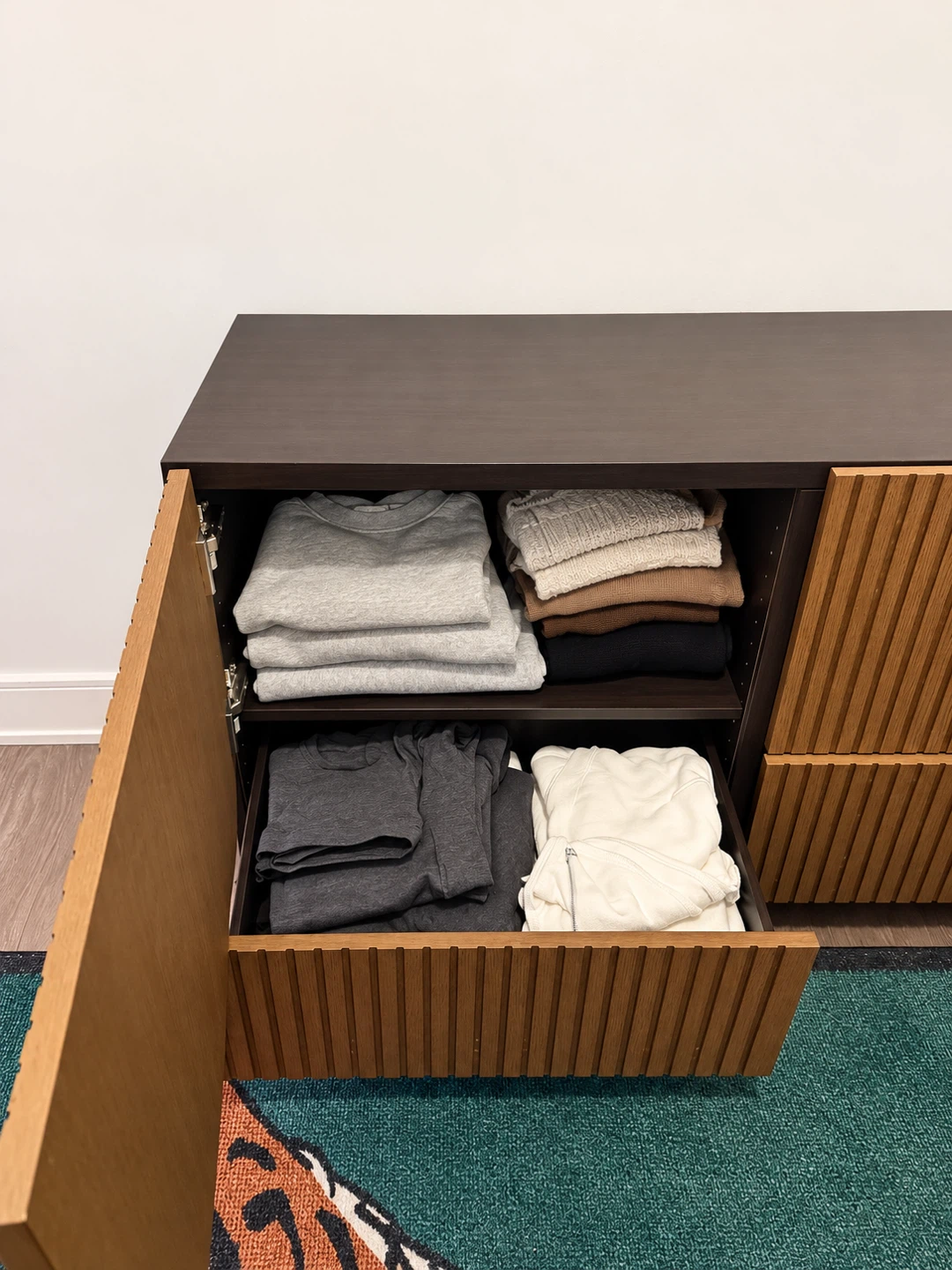 Modern Fluted Wood Console Cabinet - photo 2