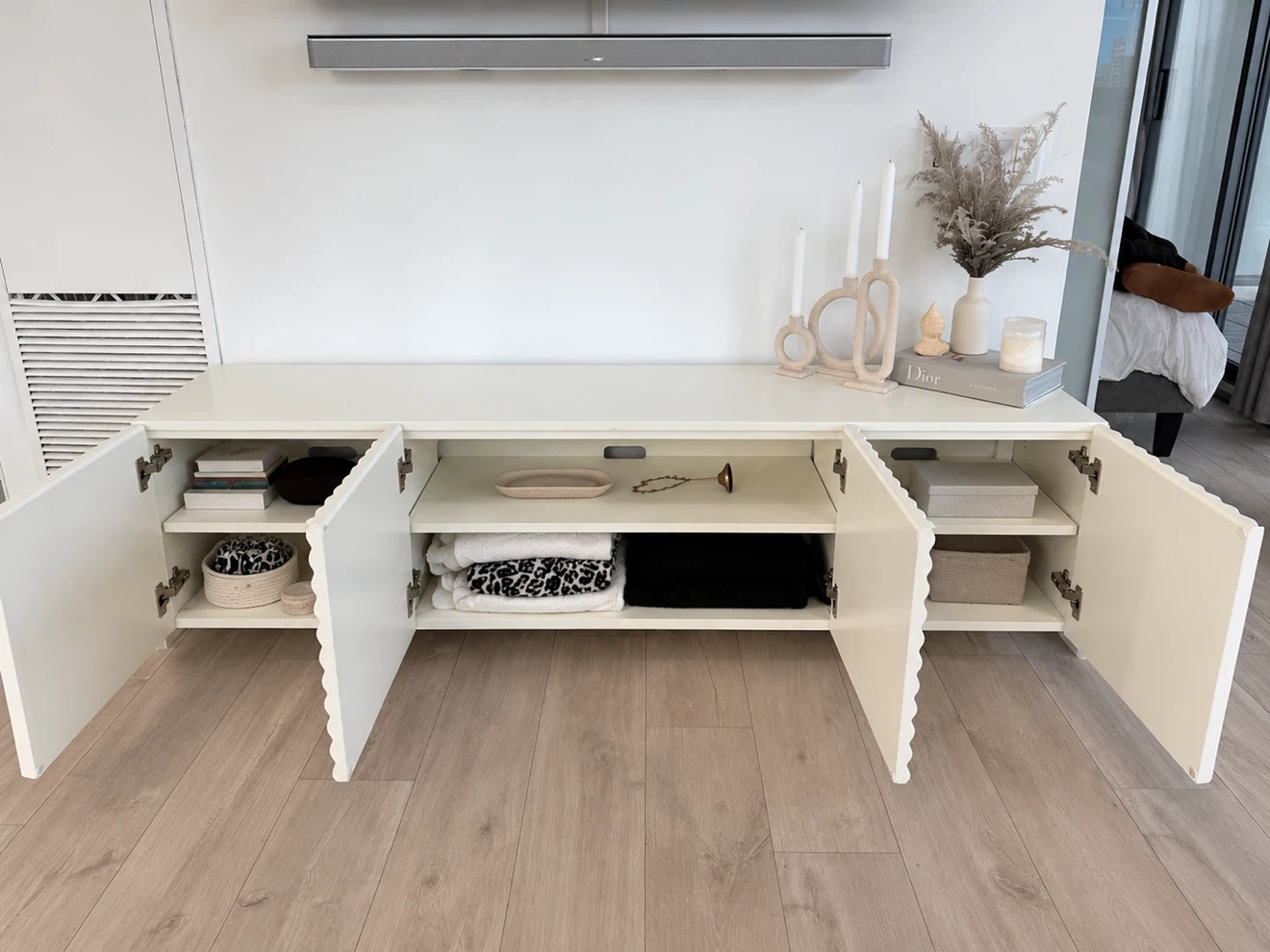 West Elm White Textured Media Console original pride was $2400 - photo 2