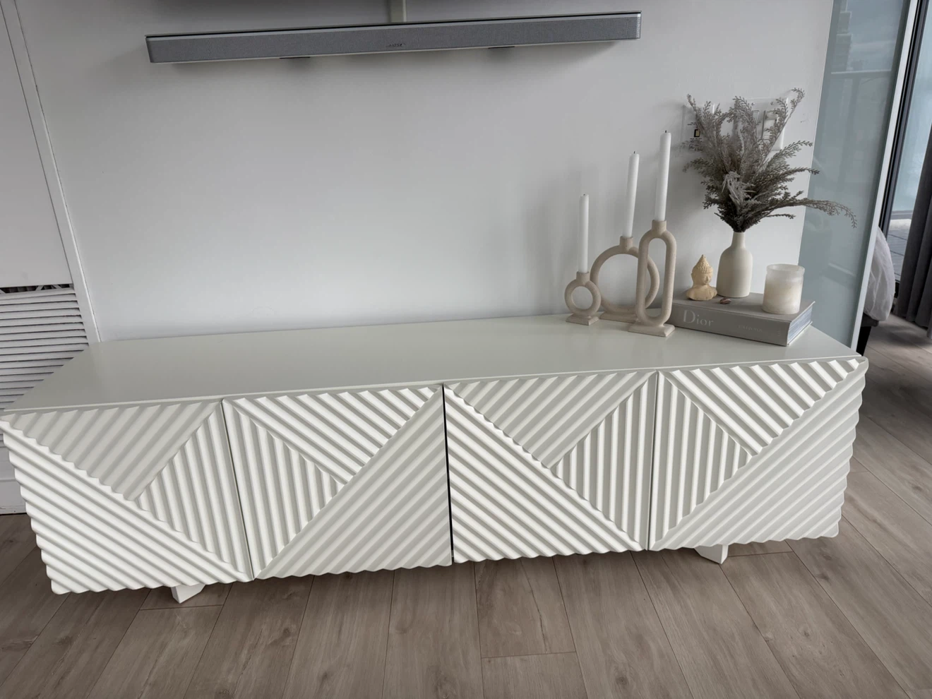 West Elm White Textured Media Console original pride was $2400 - photo 3