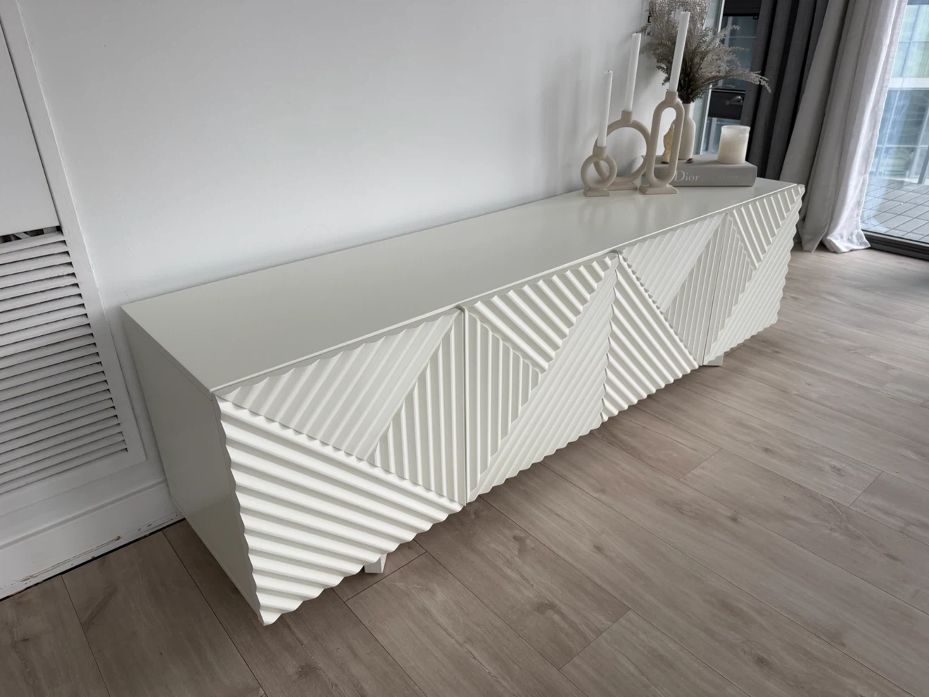 West Elm White Textured Media Console original pride was $2400 - photo 4