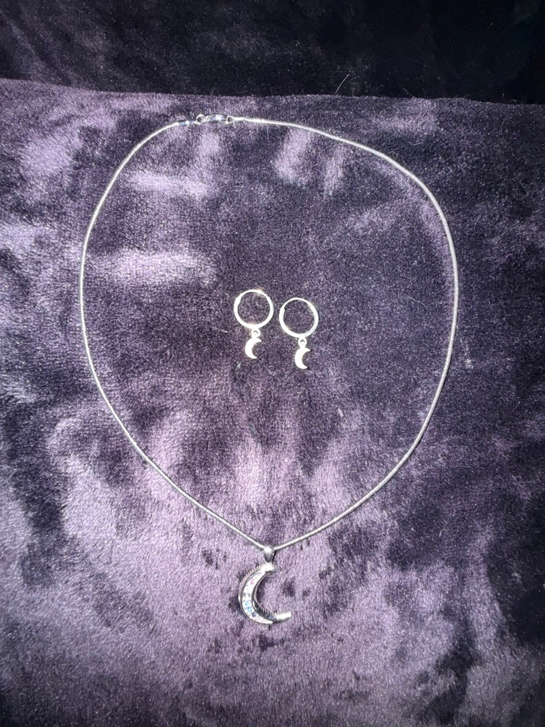 SS Moon Necklace and Earrings Set - photo 2