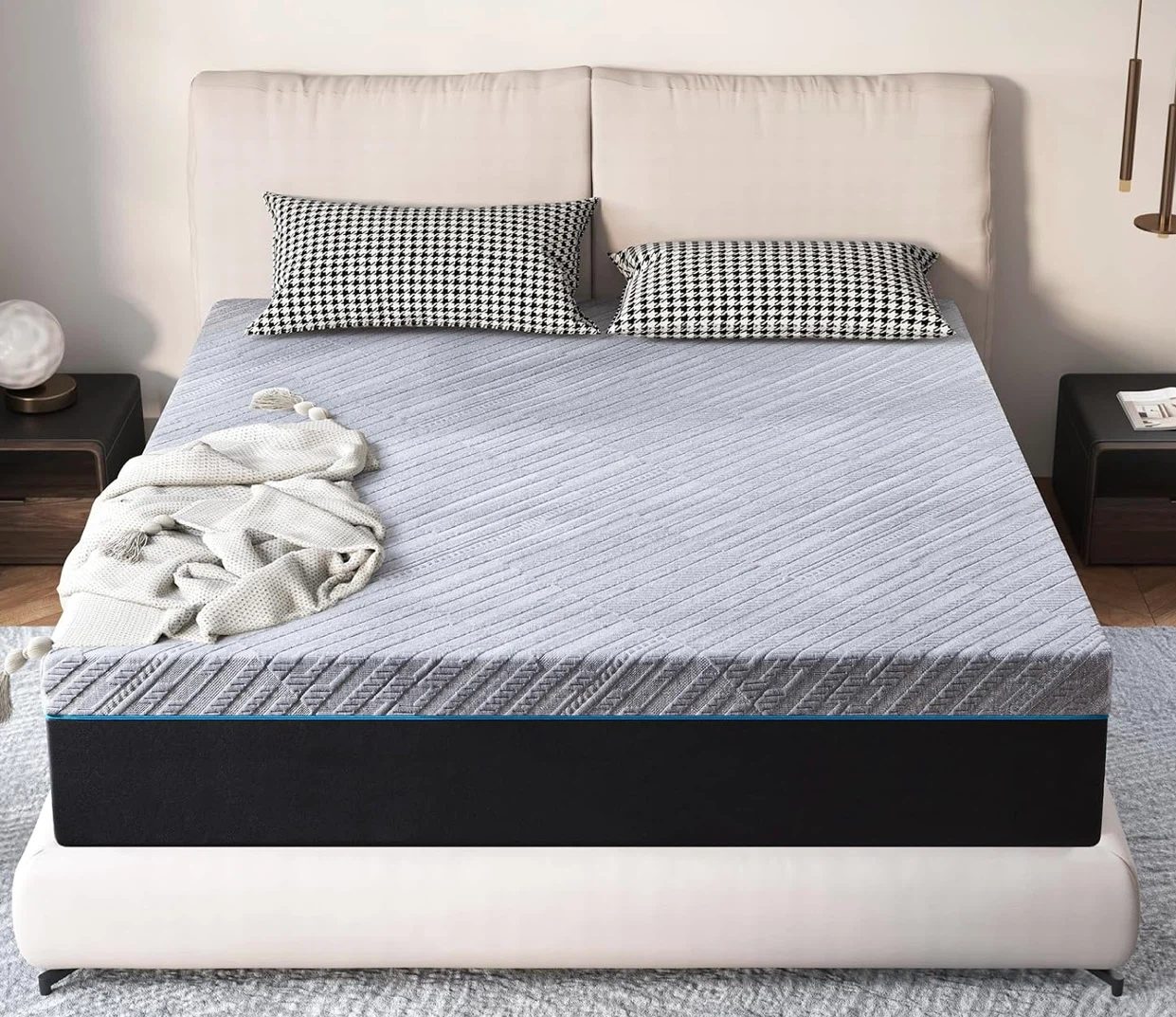 Queen Size Upholstered Bed Frame + Memory Foam Mattress - photo 5
