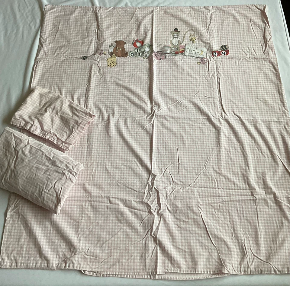 Vintage IKEA NANIG 3-Piece Baby Bedding Set - Pink Gingham - photo 2
