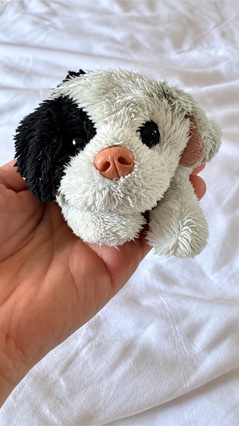 Black and white plush puppy toy - photo 2