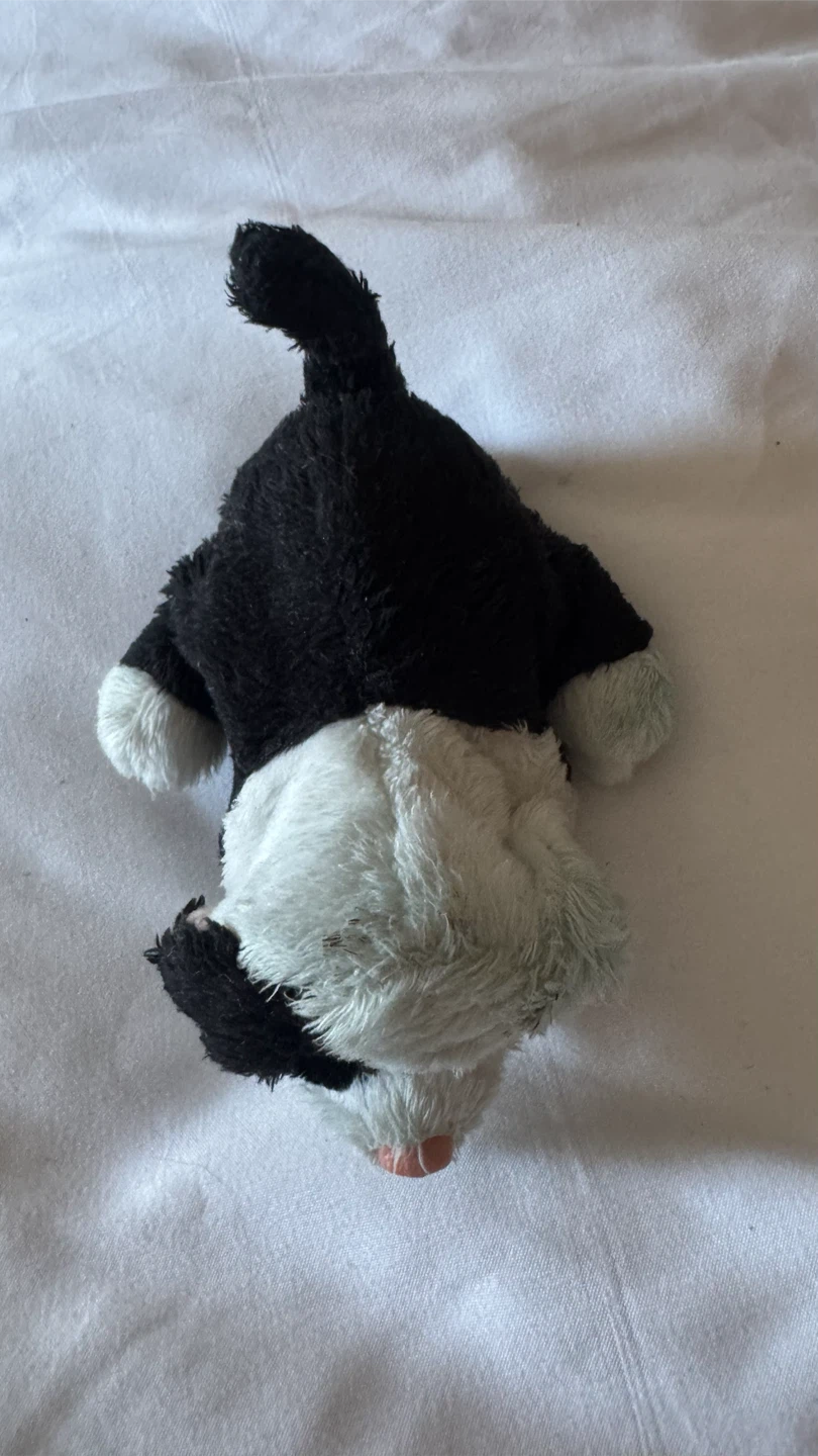 Black and white plush puppy toy - photo 3