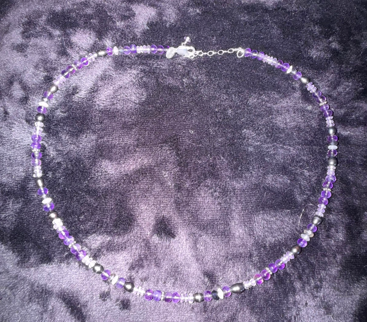 Sterling Silver Amethyst Beaded Necklace