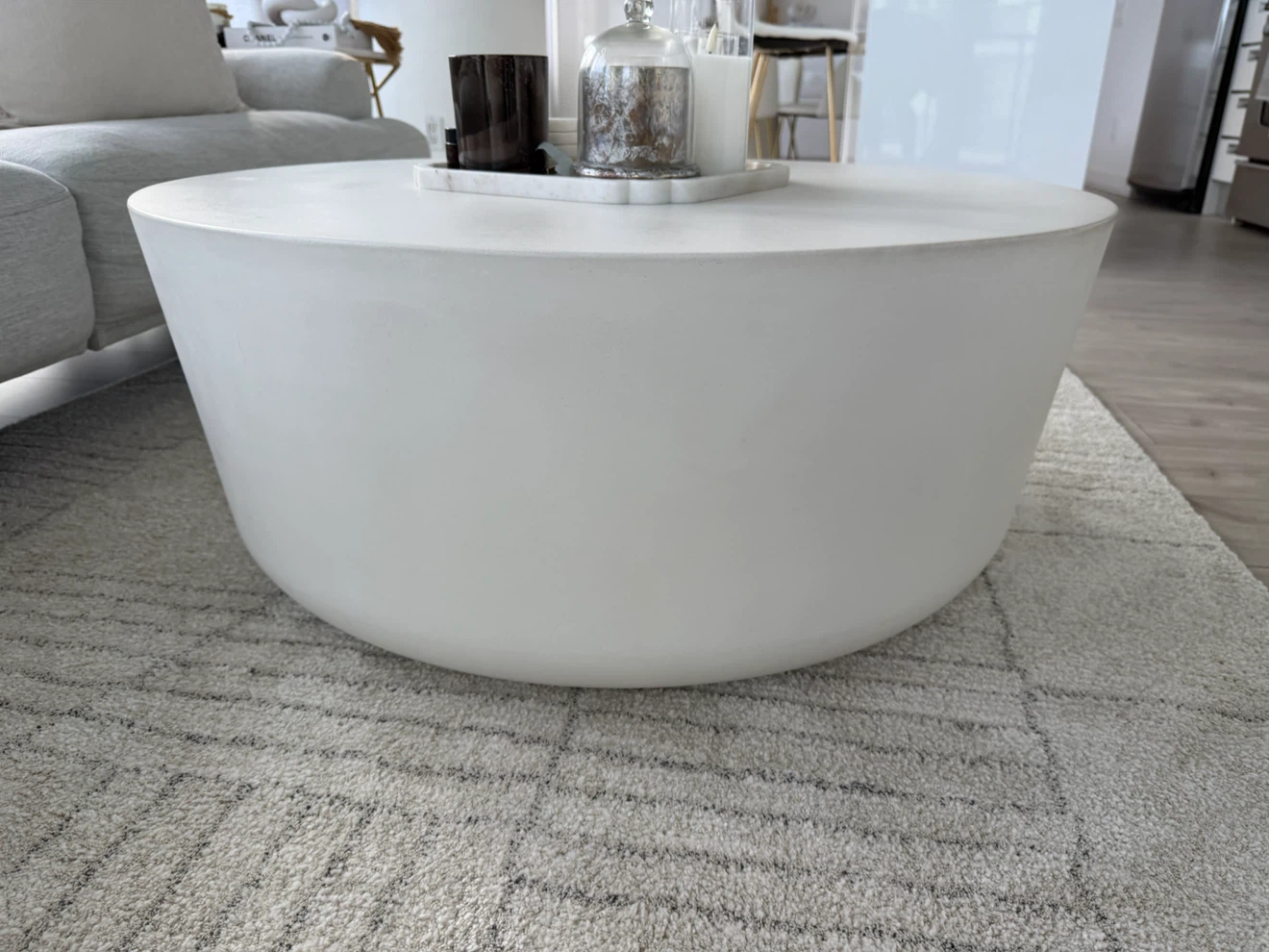 CB2 White Drum Coffee Table