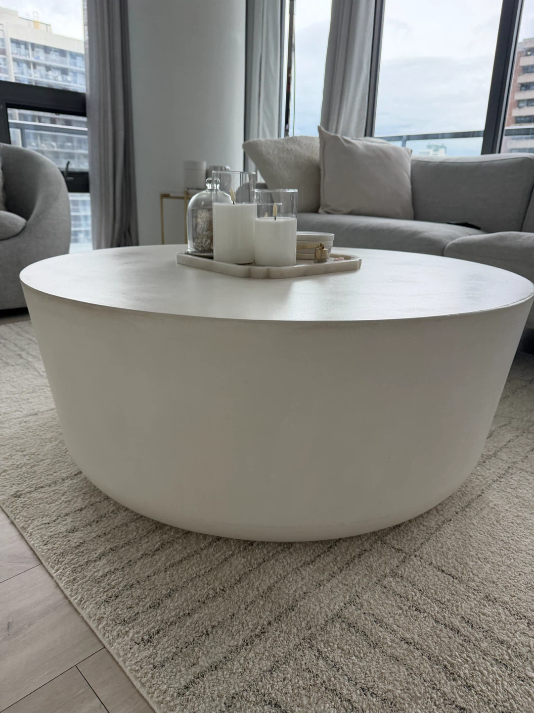 CB2 White Drum Coffee Table - photo 3