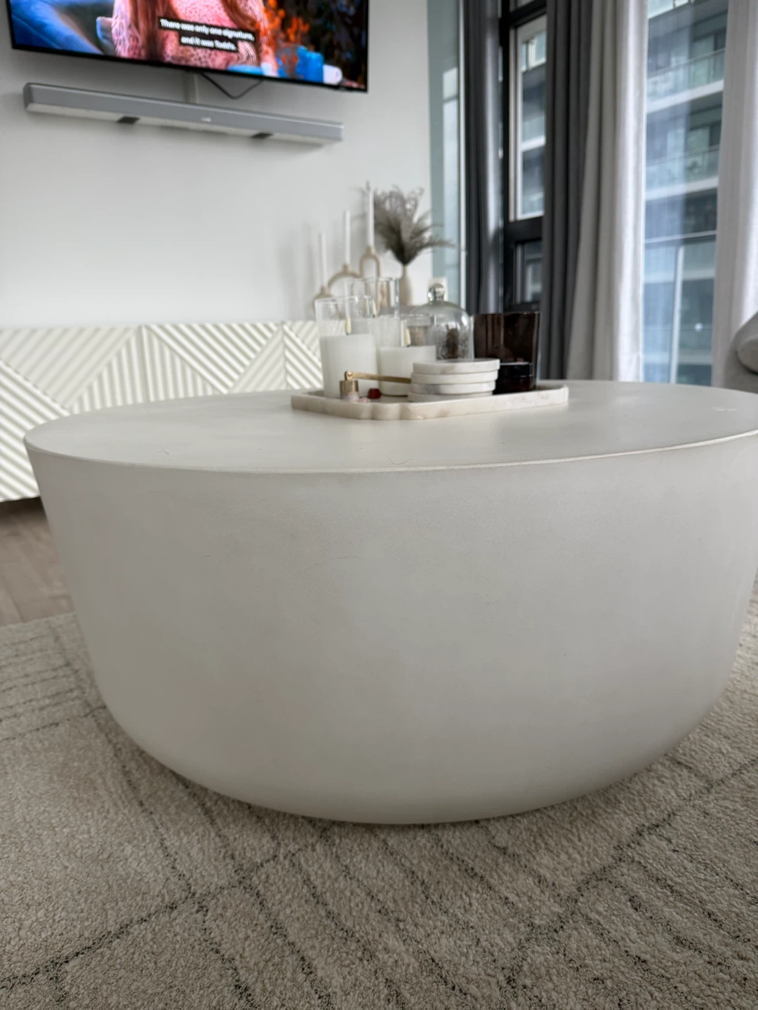 CB2 White Drum Coffee Table - photo 4