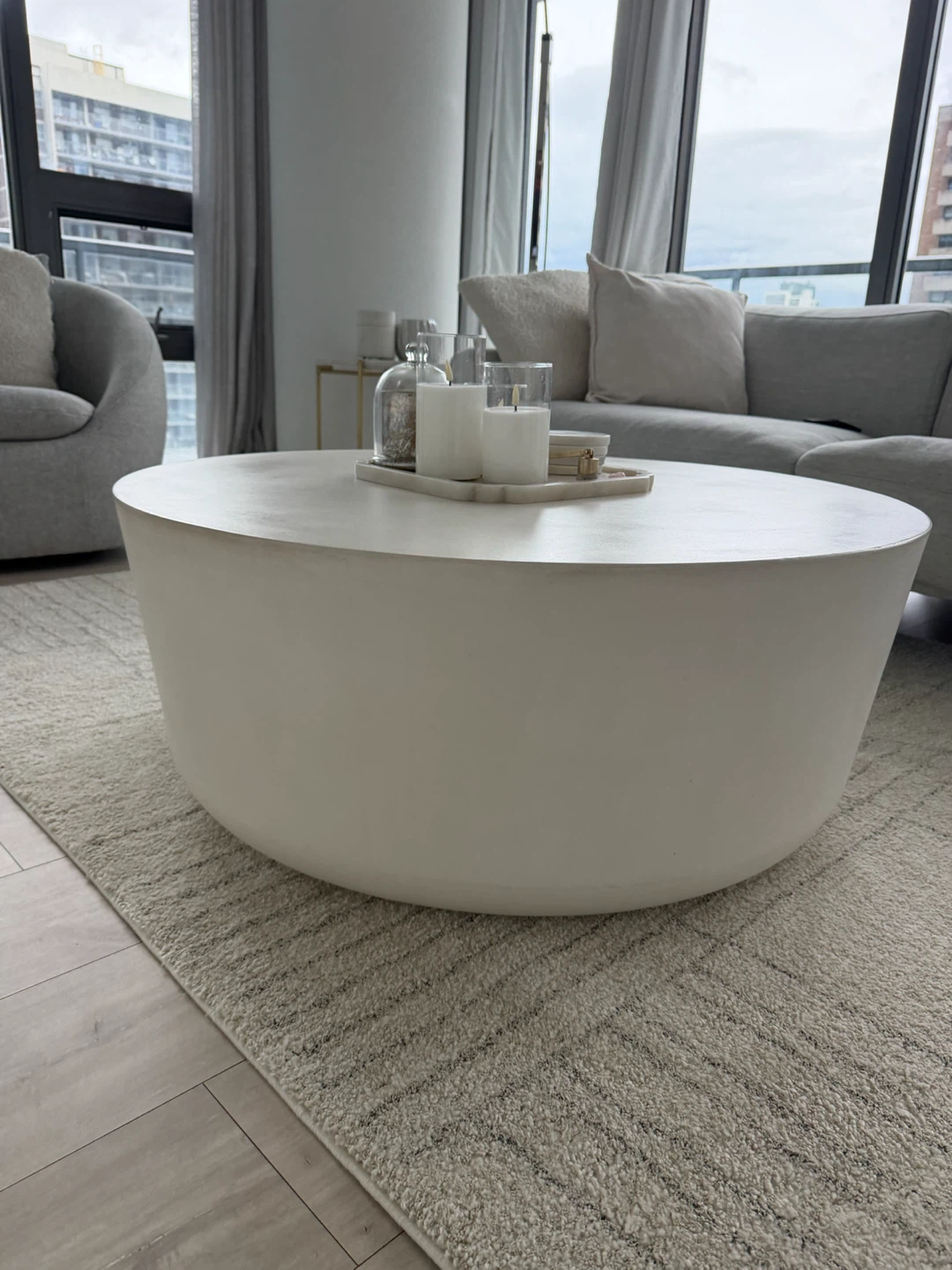 CB2 White Drum Coffee Table - photo 5