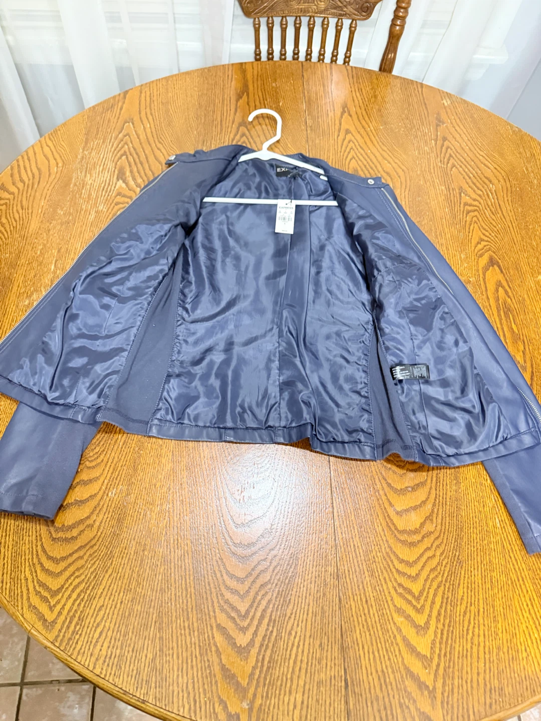 Express Faux Leather Moto Jacket Blue - photo 2