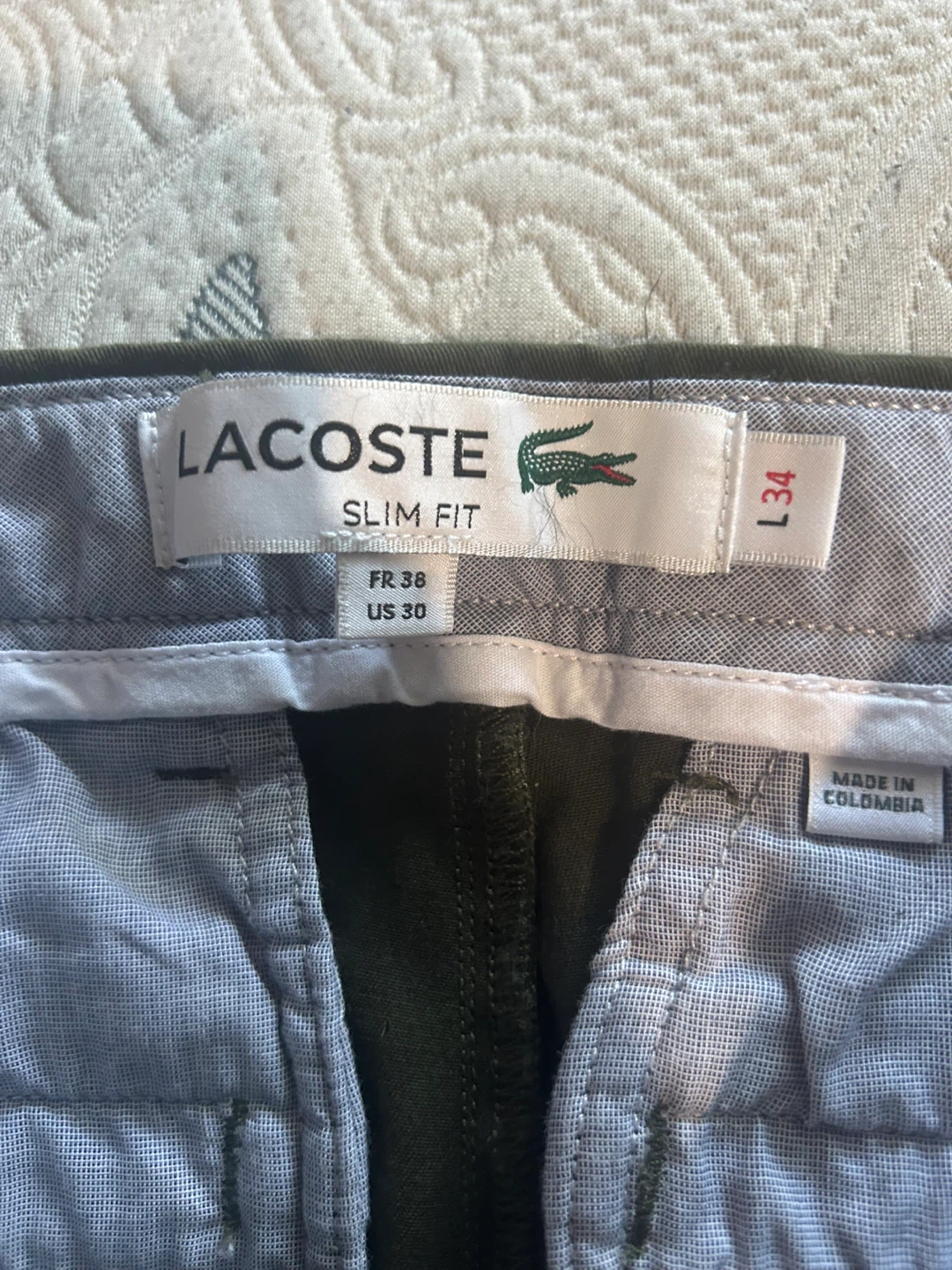 Lacoste Slim Fit Pants - Green, Size 30 - photo 2