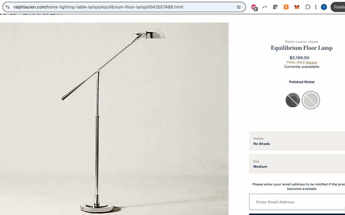 Ralph Lauren Equilibrium High end Floor Lamp