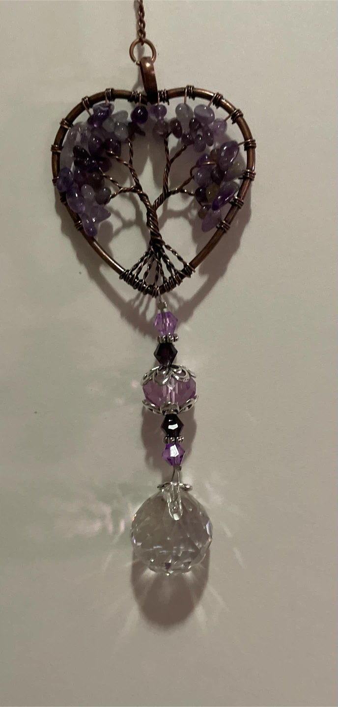 Heart-Shaped Amethyst Tree of Life Suncatcher - photo 2