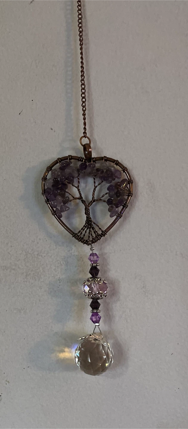 Heart-Shaped Amethyst Tree of Life Suncatcher - photo 3