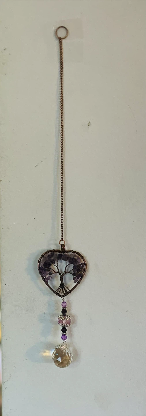 Heart-Shaped Amethyst Tree of Life Suncatcher - photo 4