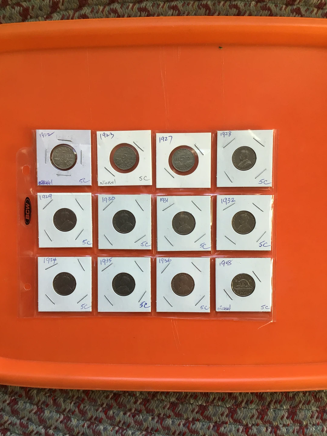 Collection of Vintage Canadian 5-Cent Coins