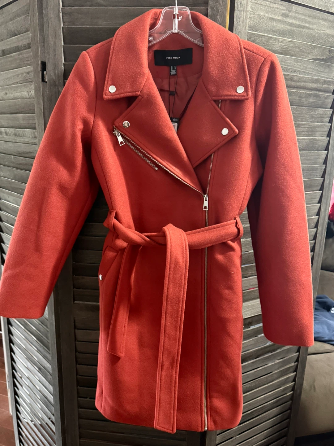 Vero Moda VMPOP Biker Coat - Red Ochre - Size M
