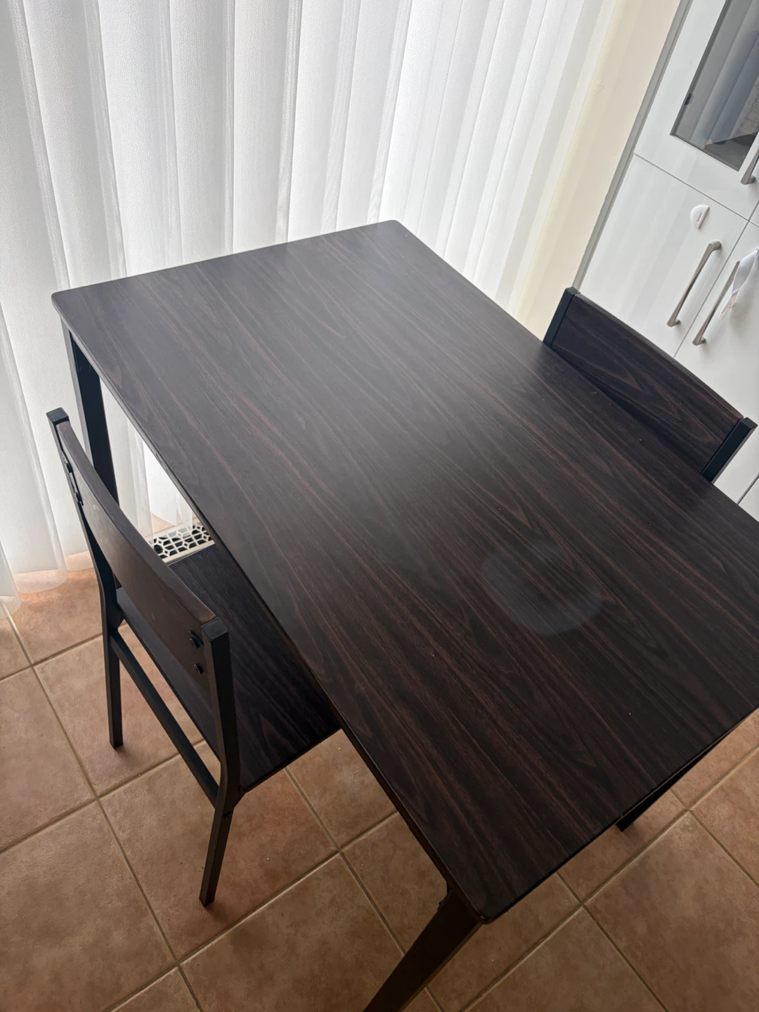Dark Wood Dining Table and Chairs Set