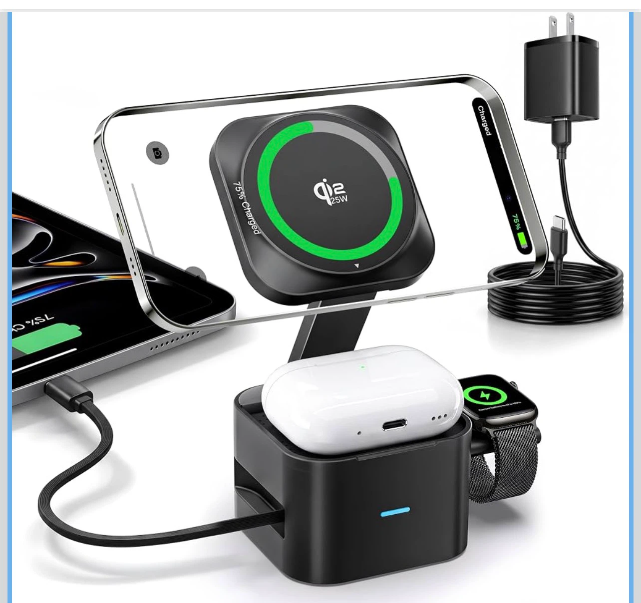 Qi2.2 25W Foldable 4-in-1 Magnetic Wireless Charging Station