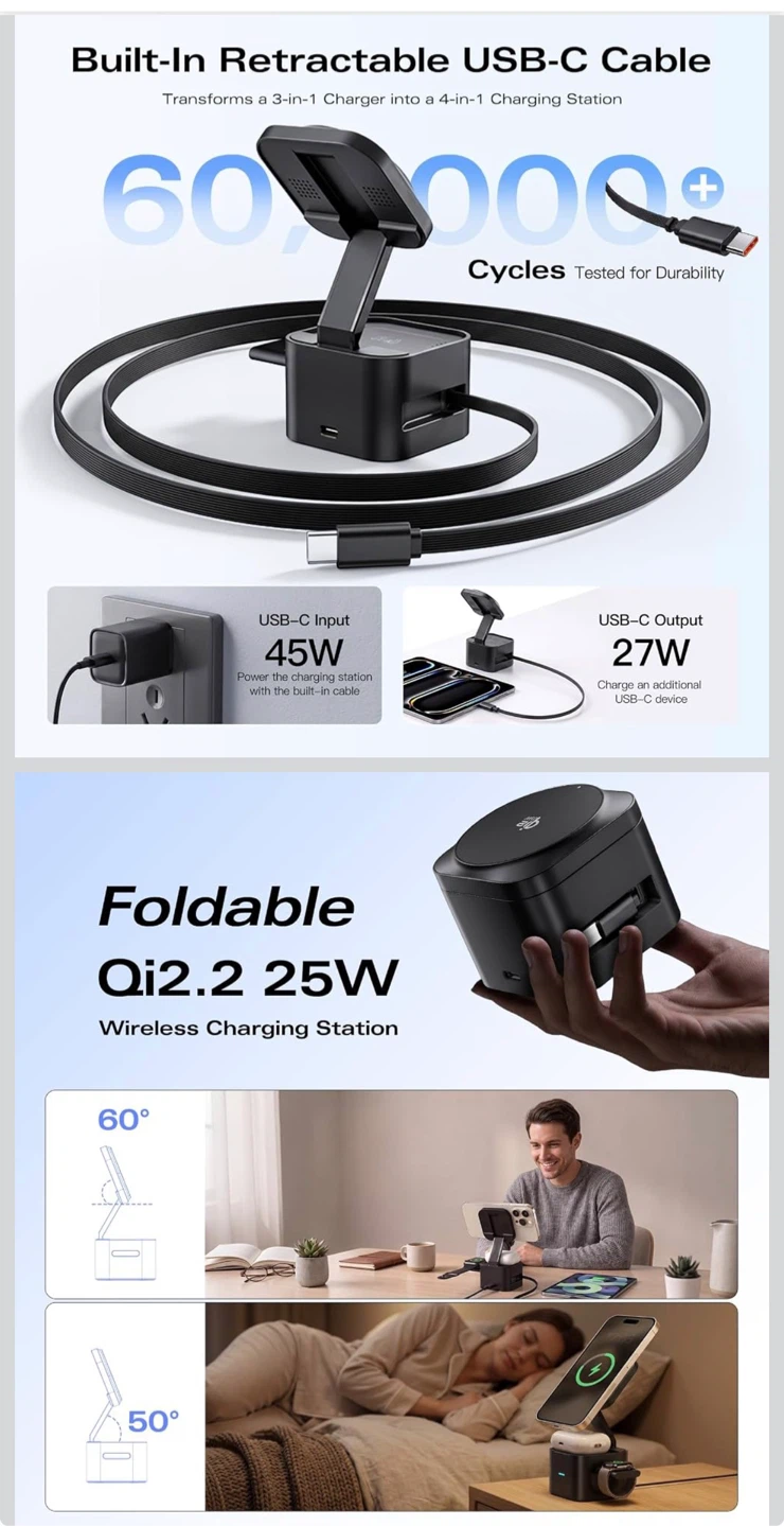 Qi2.2 25W Foldable 4-in-1 Magnetic Wireless Charging Station - photo 3