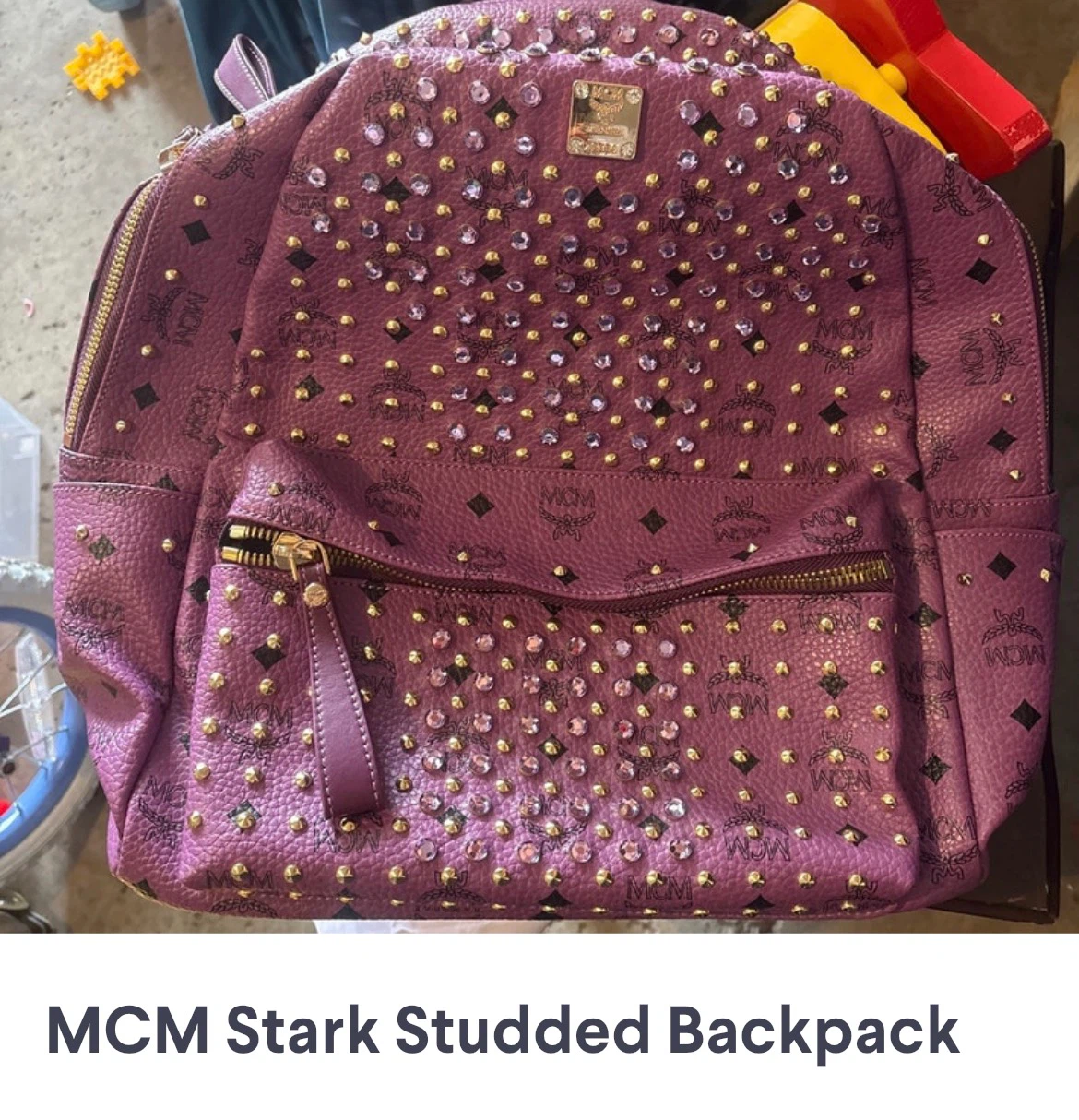 MCM Stark Studded Backpack purple