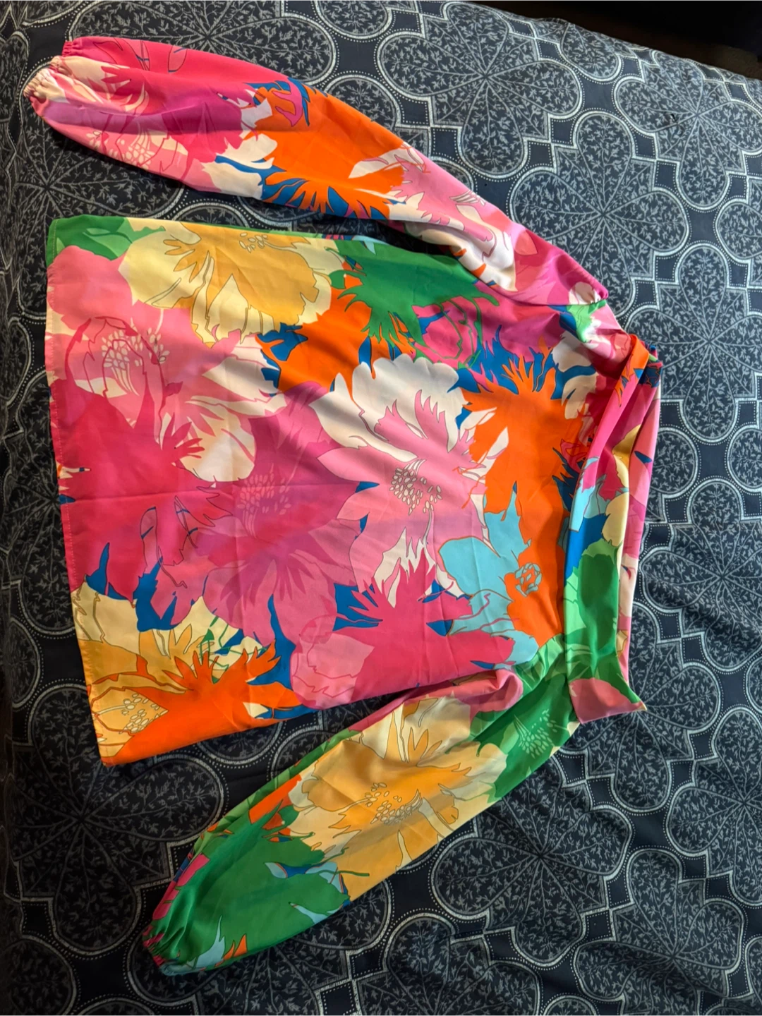 Floral Print Long Sleeve Blouse Size L