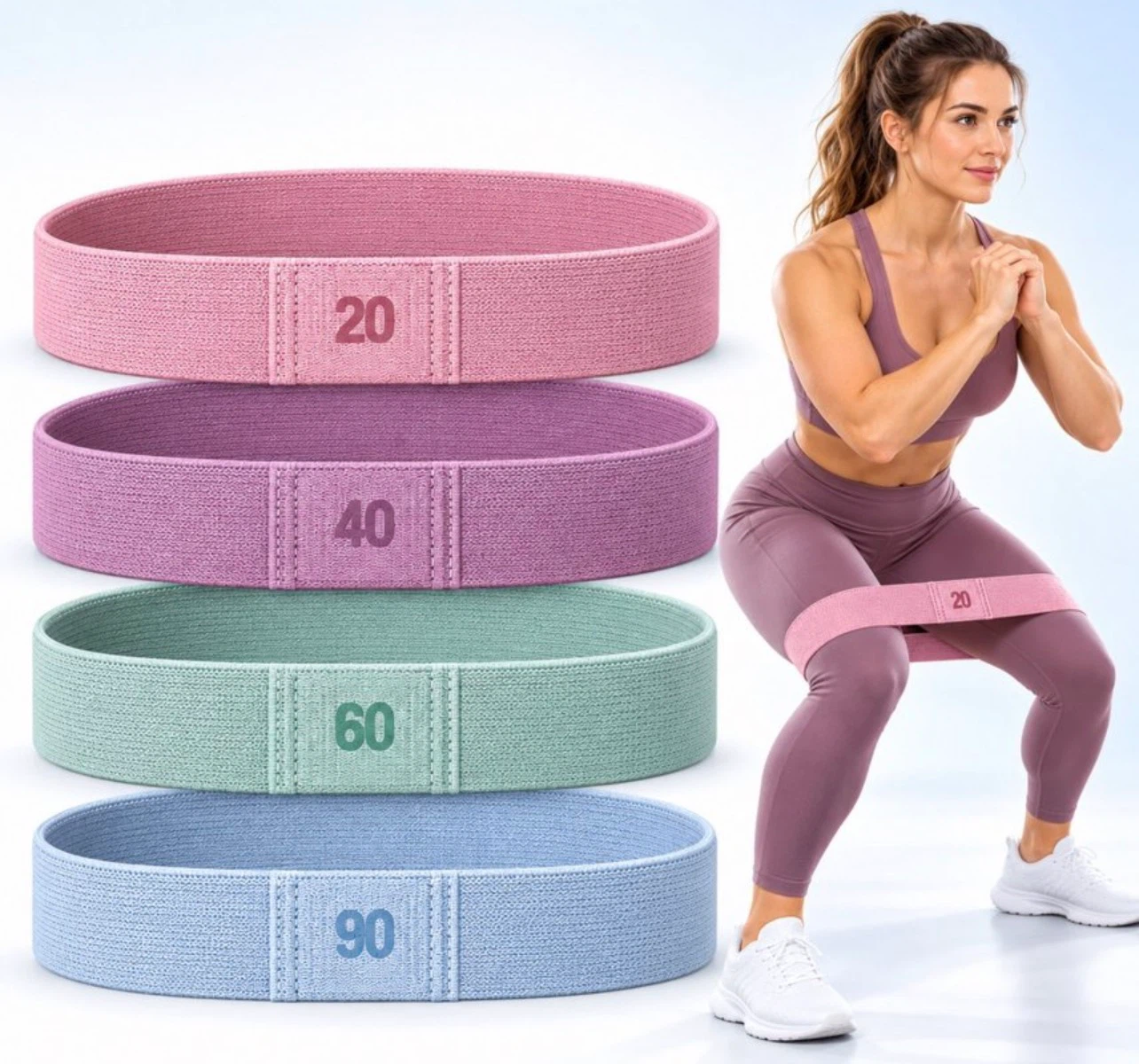 Set of 4 Woven Fabric Resistance Bands
